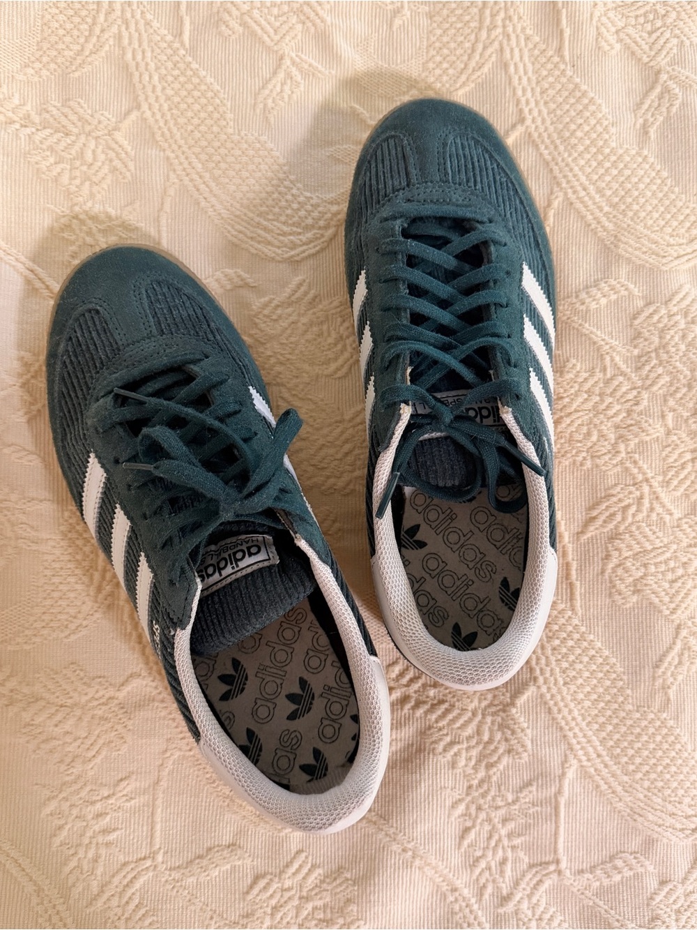 Adidas Handball Spezial — Dark Green / White / Gum — Size 7.5